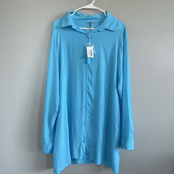 NWT Bleu Rod Beattie Sunseakers Swim Cover Up Capri Blue Woman’s XL MSRP $89 - Picture 1 of 7